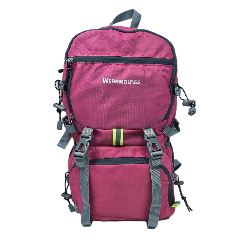 WEREWOLVES 20L Lightweight Hiking Backpack Packable Foldable + Whistle Pink NWOT